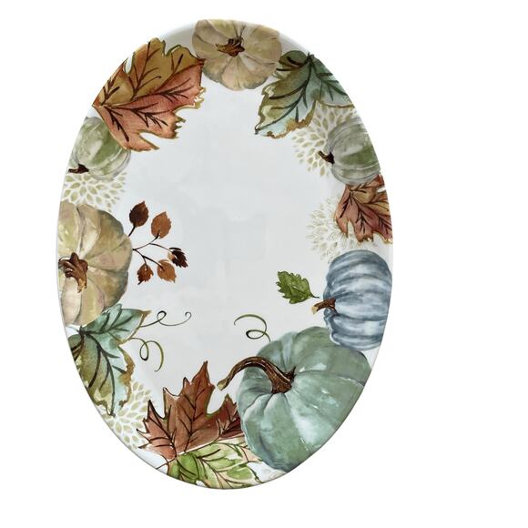 Potter's Studio Pumpkin Serving Platter 16x11 Ceramic Fall Thanksgiving NEW - Picture 7 of 15